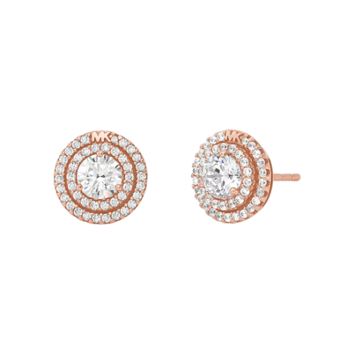 (W) 마이클 코어스 스털링 실버 스터드 이어링 14K 로즈 골드 플래팅((W) Michael Kors Sterling Silver Stud Earrings 14k Rose Gold Plated)