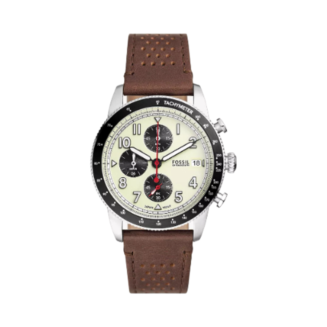 FS6042 Fossil Sport Tourer Quartz Chronograph 42mm Leather Cream Brown
