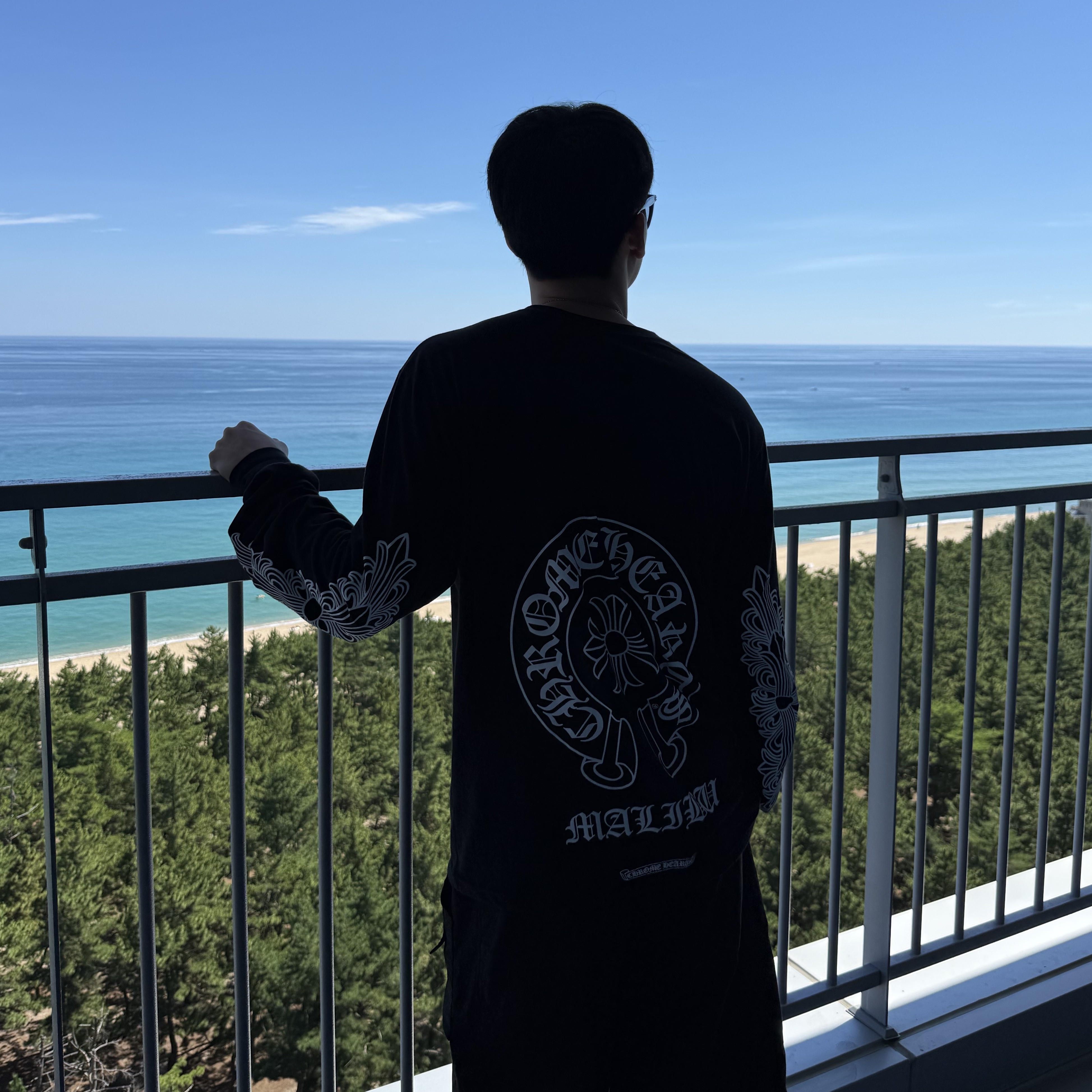 Chrome Hearts Horseshoe Logo Long Sleeve T-Shirt Black - Miami Exclusive 착용 스타일