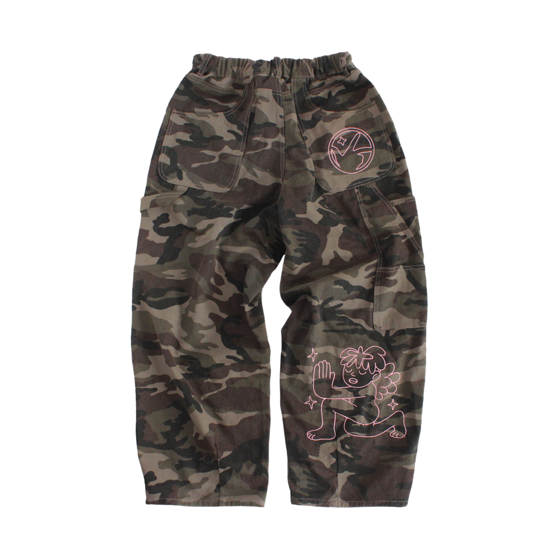 KM25AWPT03-CMO Keymisery Finger Logo Carpenter Balloon Easy Pants - Camo