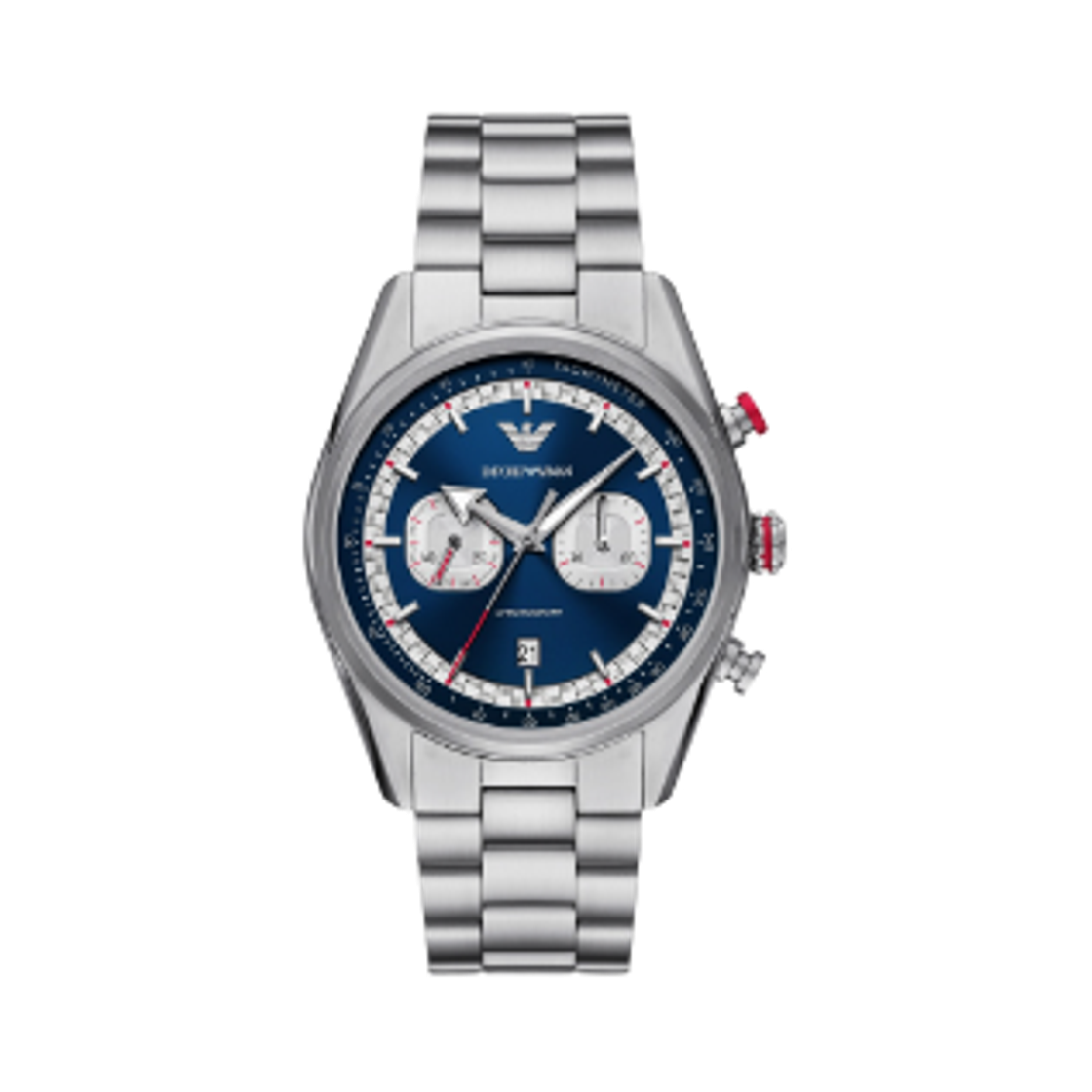엠포리오 아르마니 쿼츠 크로노그래프 42mm 스테인리스 스틸 블루 실버(Emporio Armani Quartz Chronograph 42mm Stainless Steel Blue Silver) - 1