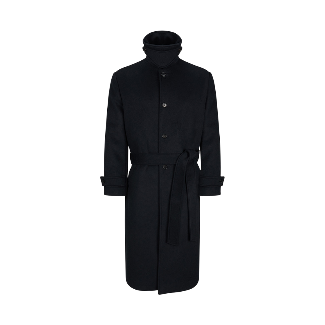 노이스 오버사이즈 벨티드 울 발마칸 코트 블랙
