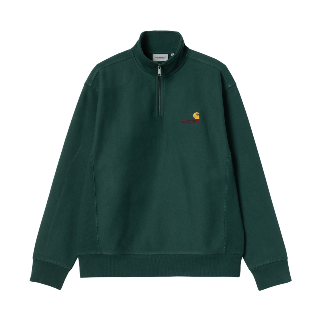 I027014-05A-XX Carhartt WIP Half Zip American Script Sweatshirt Dark Fir