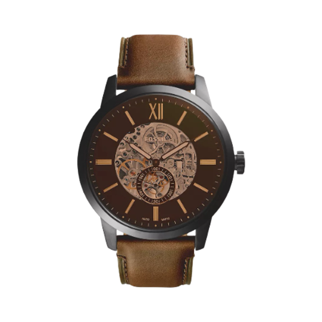 ME3155 Fossil Townsman Automatic Three-Hand 48mm Leather Black Brown