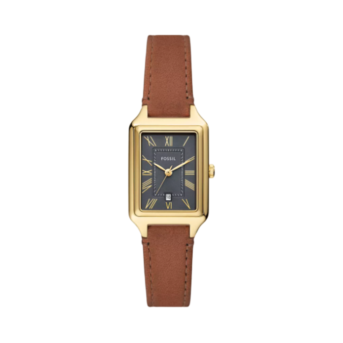 ES5303 (W) Fossil Raquel Three-Hand Date 23mm Leather Grey Medium Brown