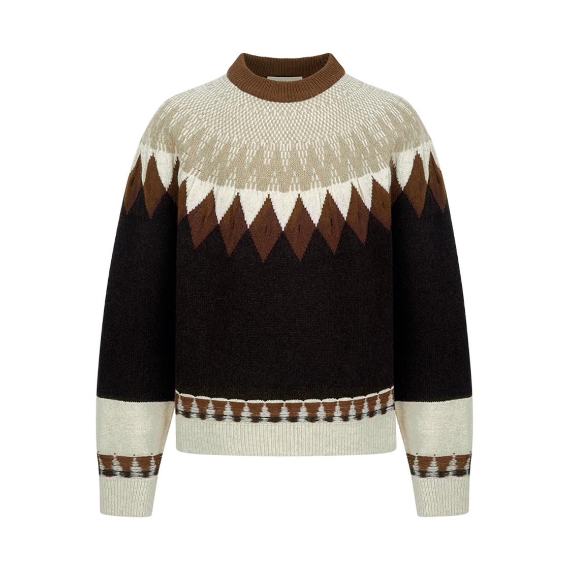NUA5WKT50BR Noice Nordic Pattern Fine Merino Sweater Brown