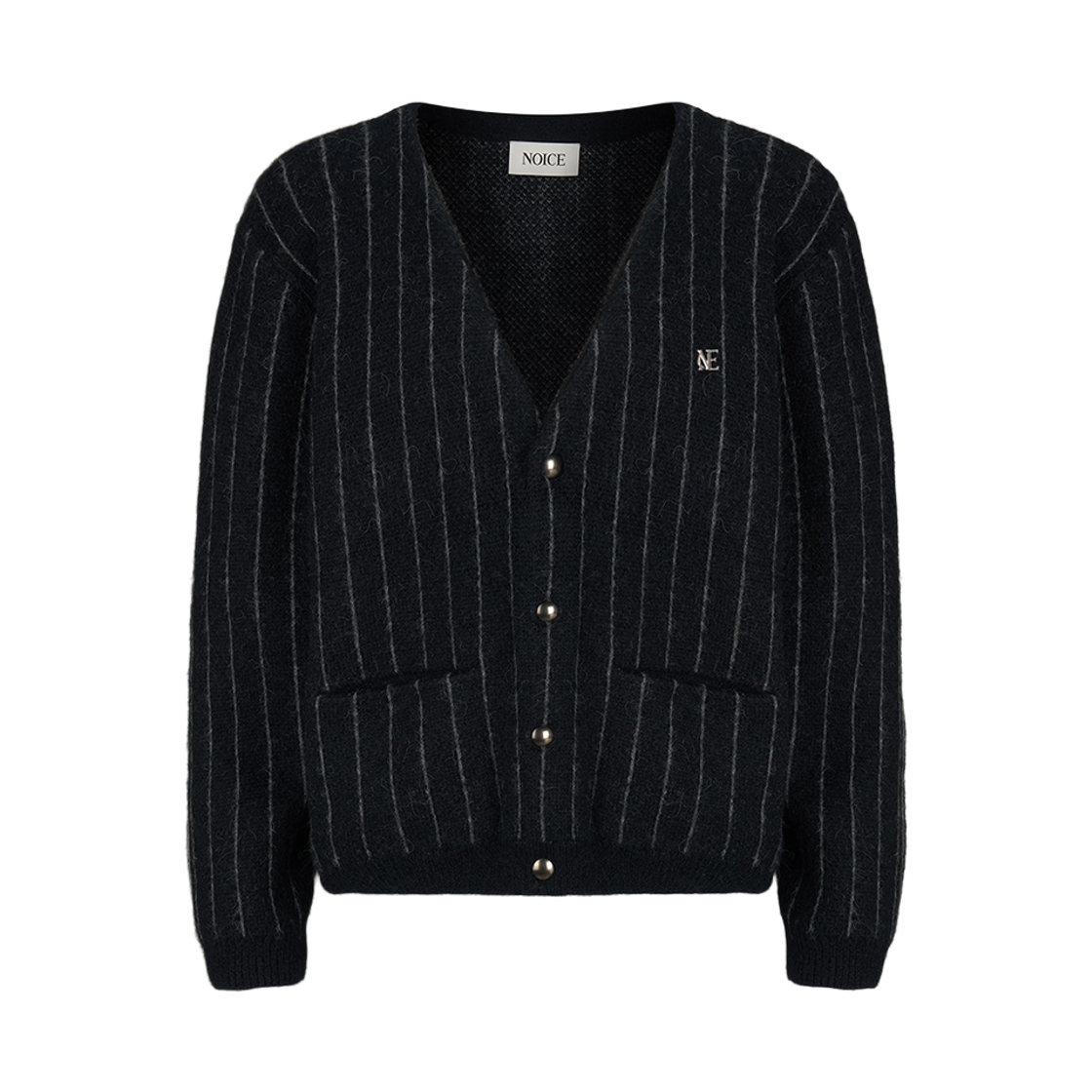 NMA5WKO30BK Noice Stripe Mohair Knit Cardigan Black