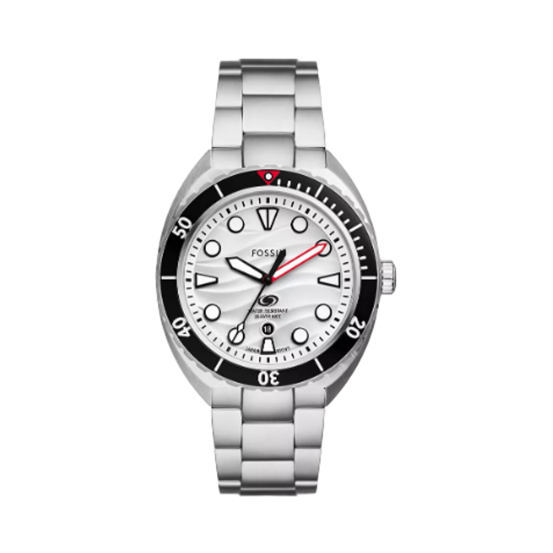 FS6063 Fossil Breaker Quartz Three-Hand Date 42mm Stainless Steel White Silver
