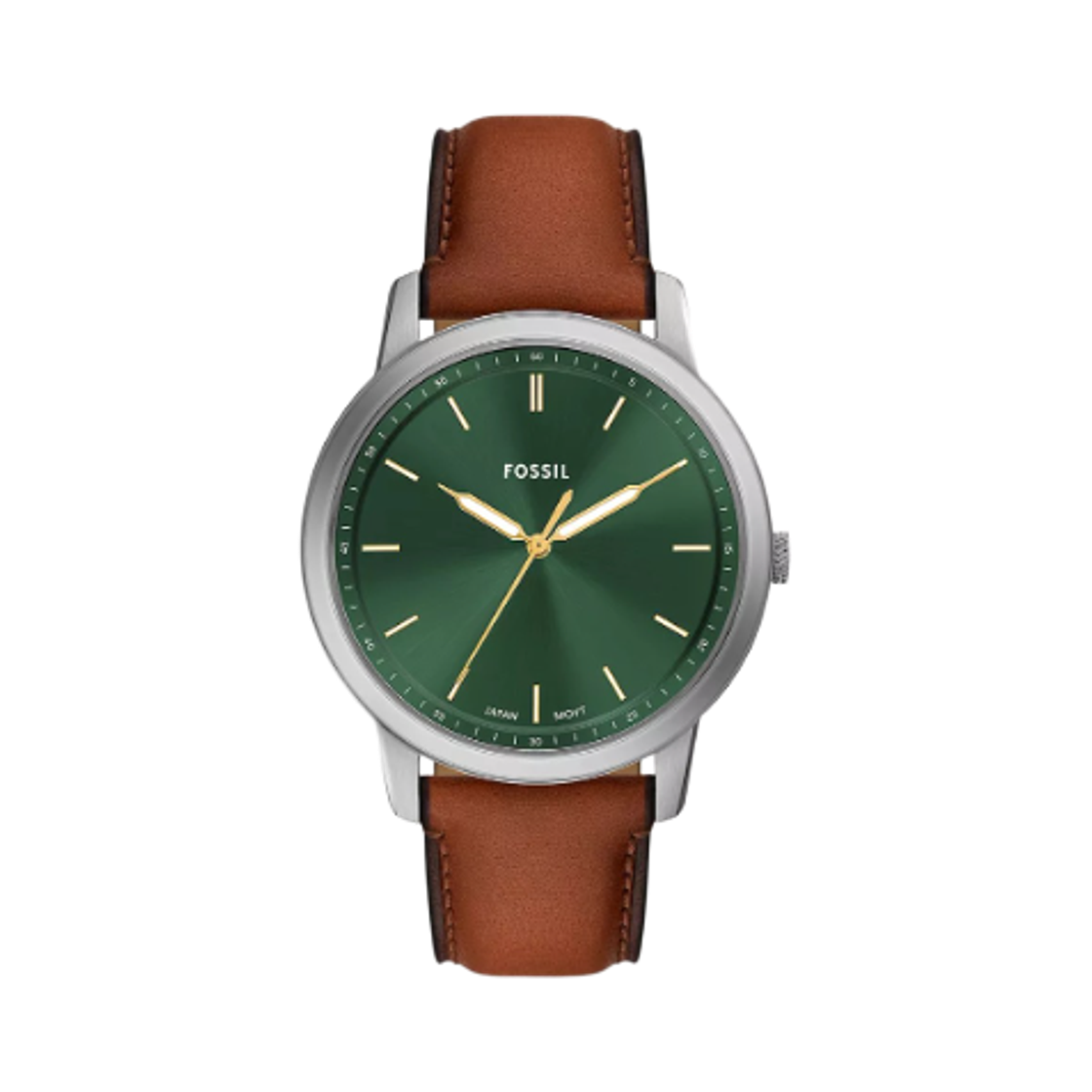 FS6094 Fossil Minimalist Quartz Three-Hand 44mm Leather Green Brown