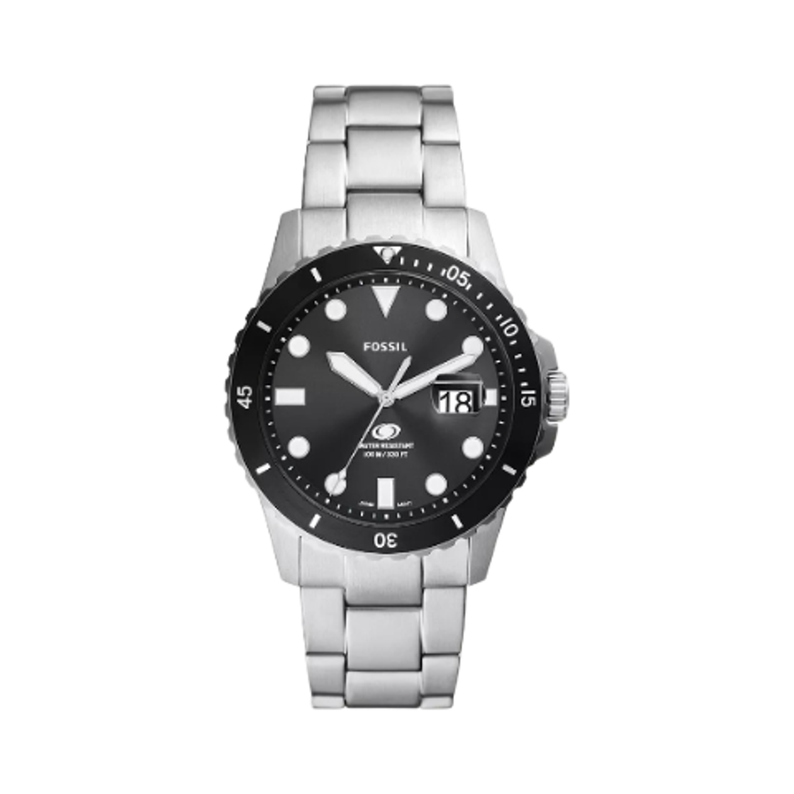 FS6032 Fossil Blue Dive Quartz Three-Hand Date 42mm Stainless Steel Black Silver