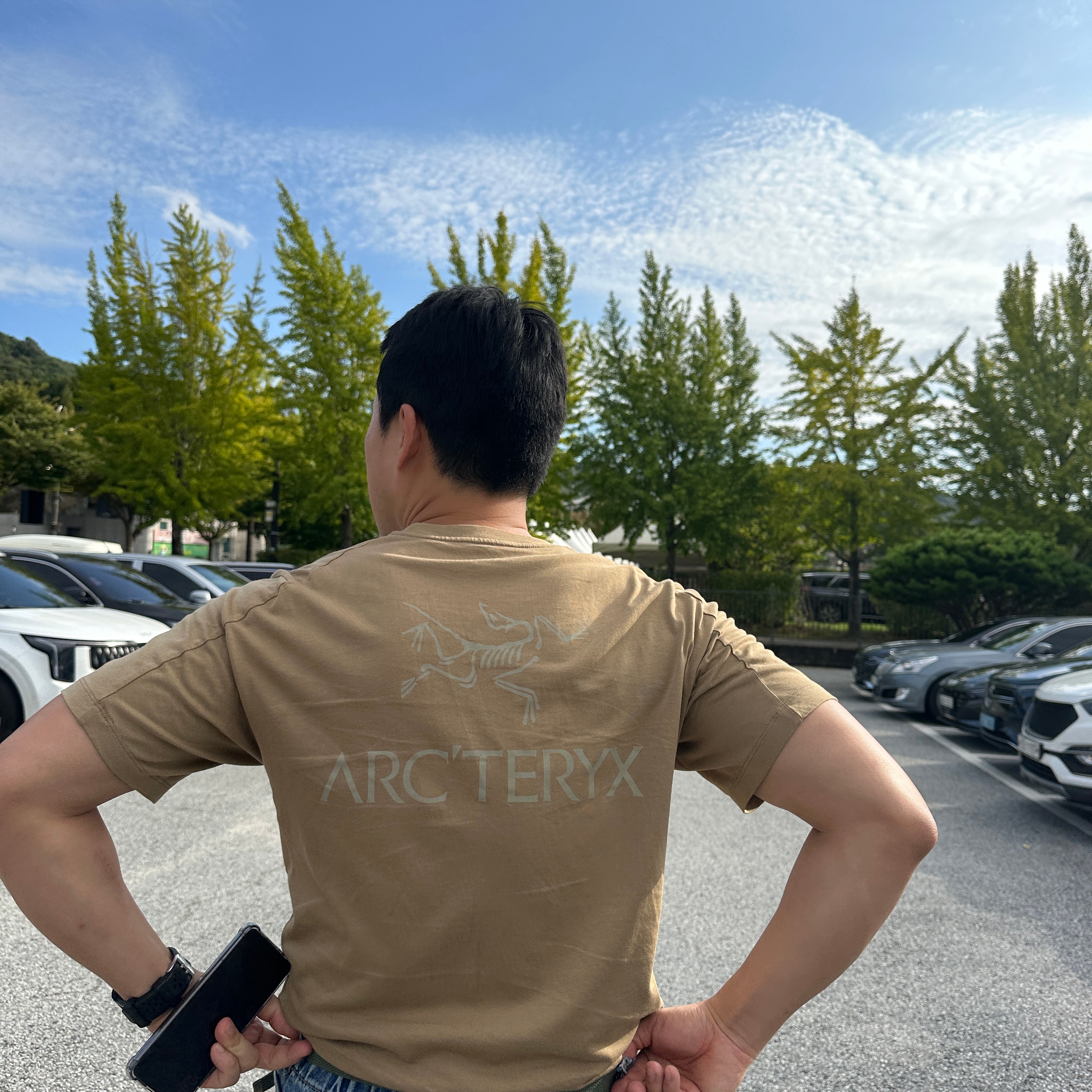 Arc'teryx Kragg SL Cotton Bird Word SS T-Shirt Canvas 착용 스타일 - 1