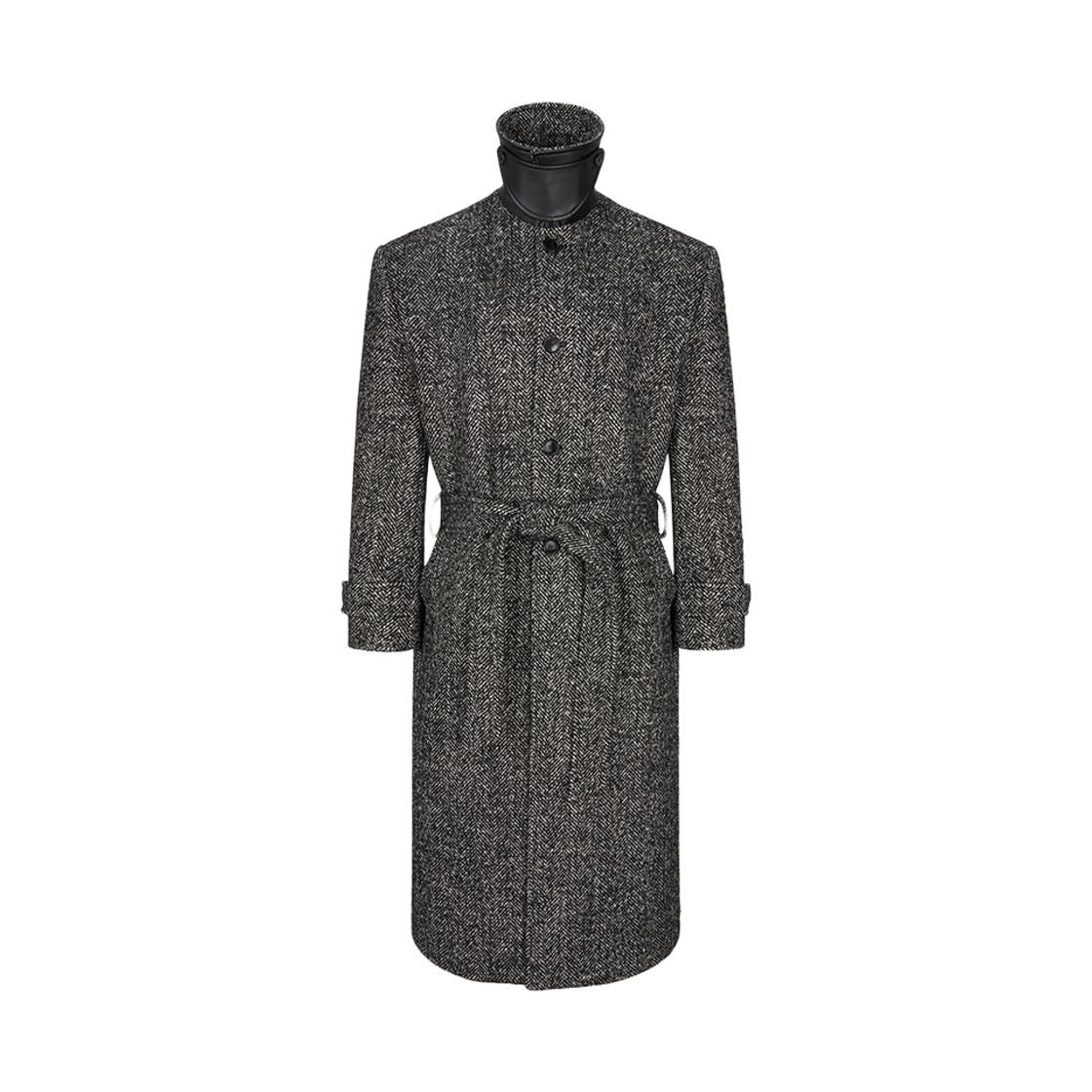 노이스 오버사이즈 벨티드 헤링본 발마칸 코트 차콜