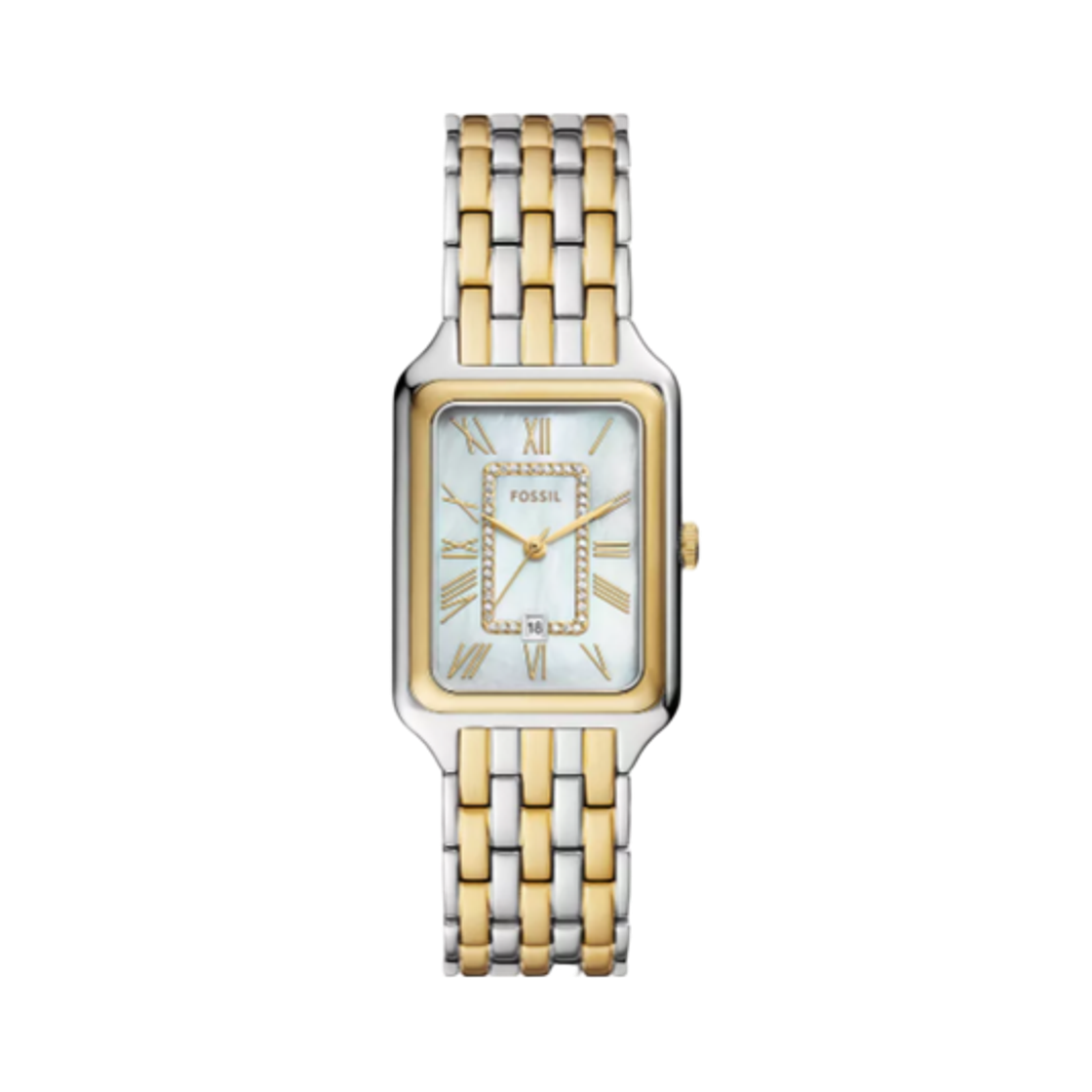 ES5305 (W) Fossil Raquel Three-Hand Date 26mm Two-Tone Stainless Steel Gold Silver