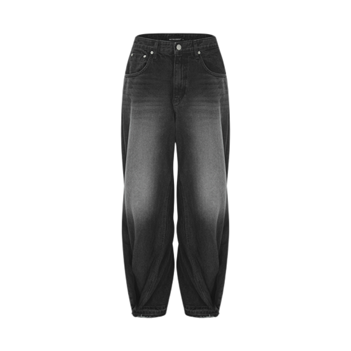 써저리 더블 폴딩 오버 와이드 배기 진 블랙 데님(Surgery Double Folding Over Wide Baggy Jeans Black Denim)