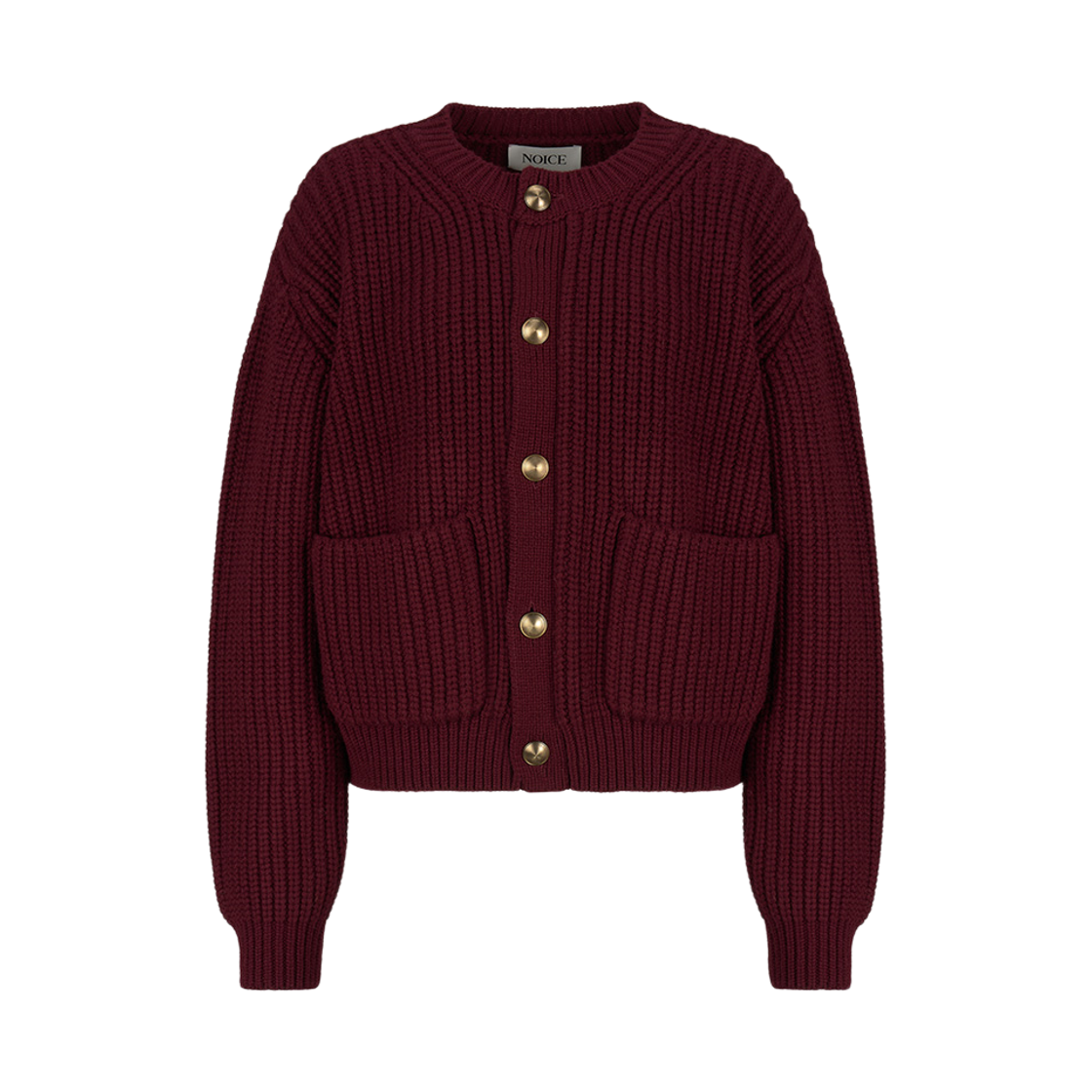 NWA5WKO26WN (W) Noice  Heavy-Gauge Wool-Blend Cardigan Wine