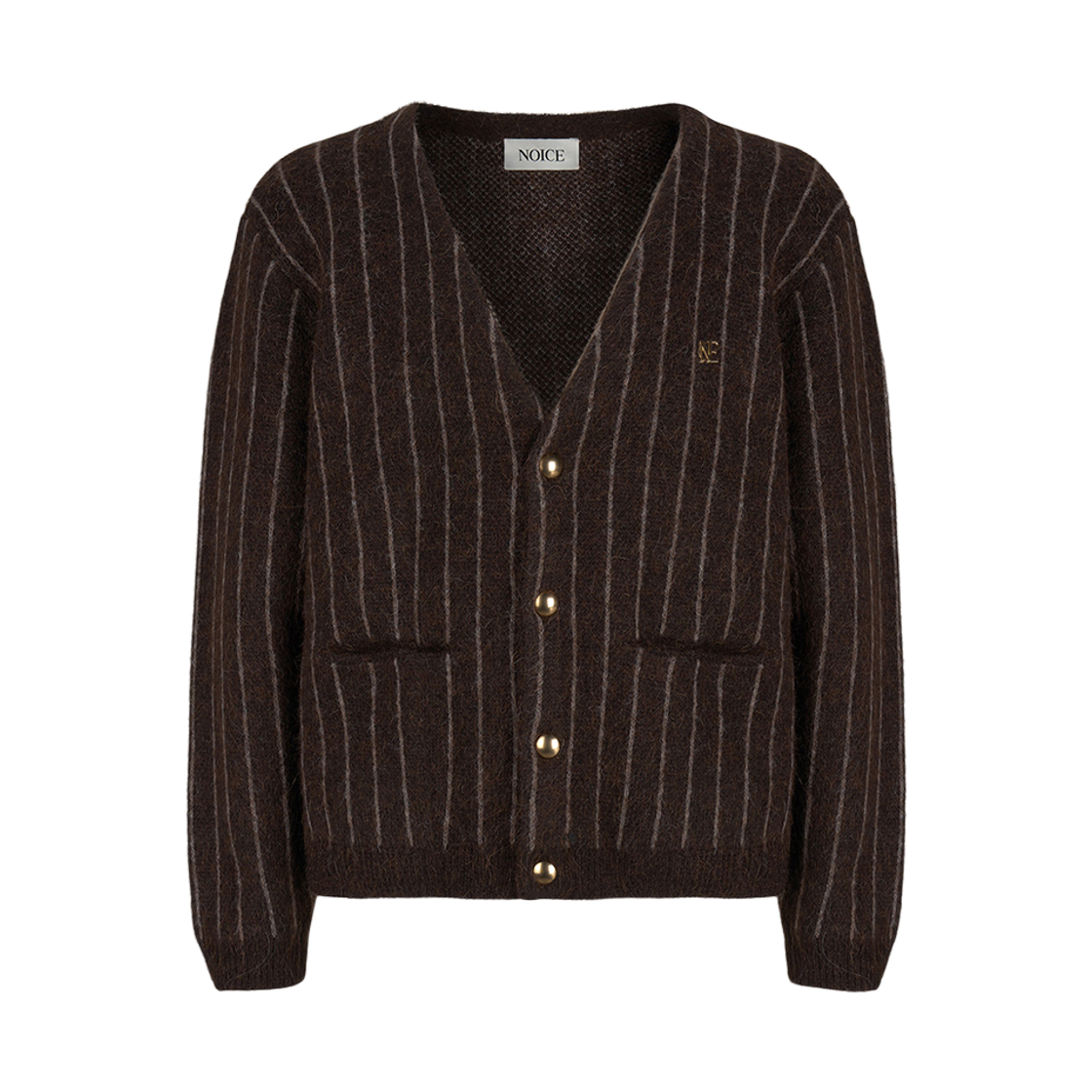 NMA5WKO30BR Noice Stripe Mohair Knit Cardigan Brown