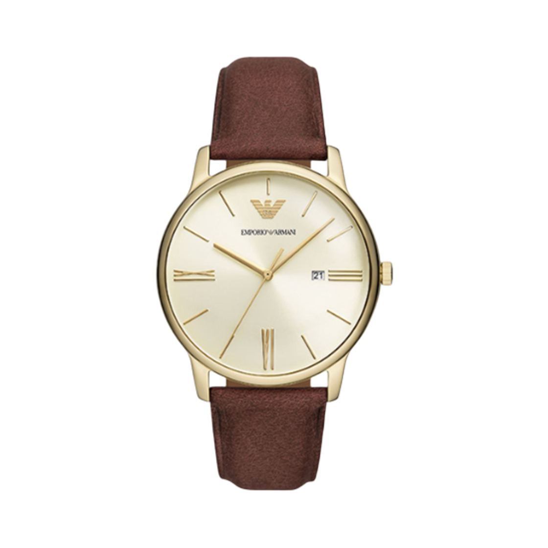AR11610 Emporio Armani Quartz Three-Hand Date 42mm Leather Cream Brown