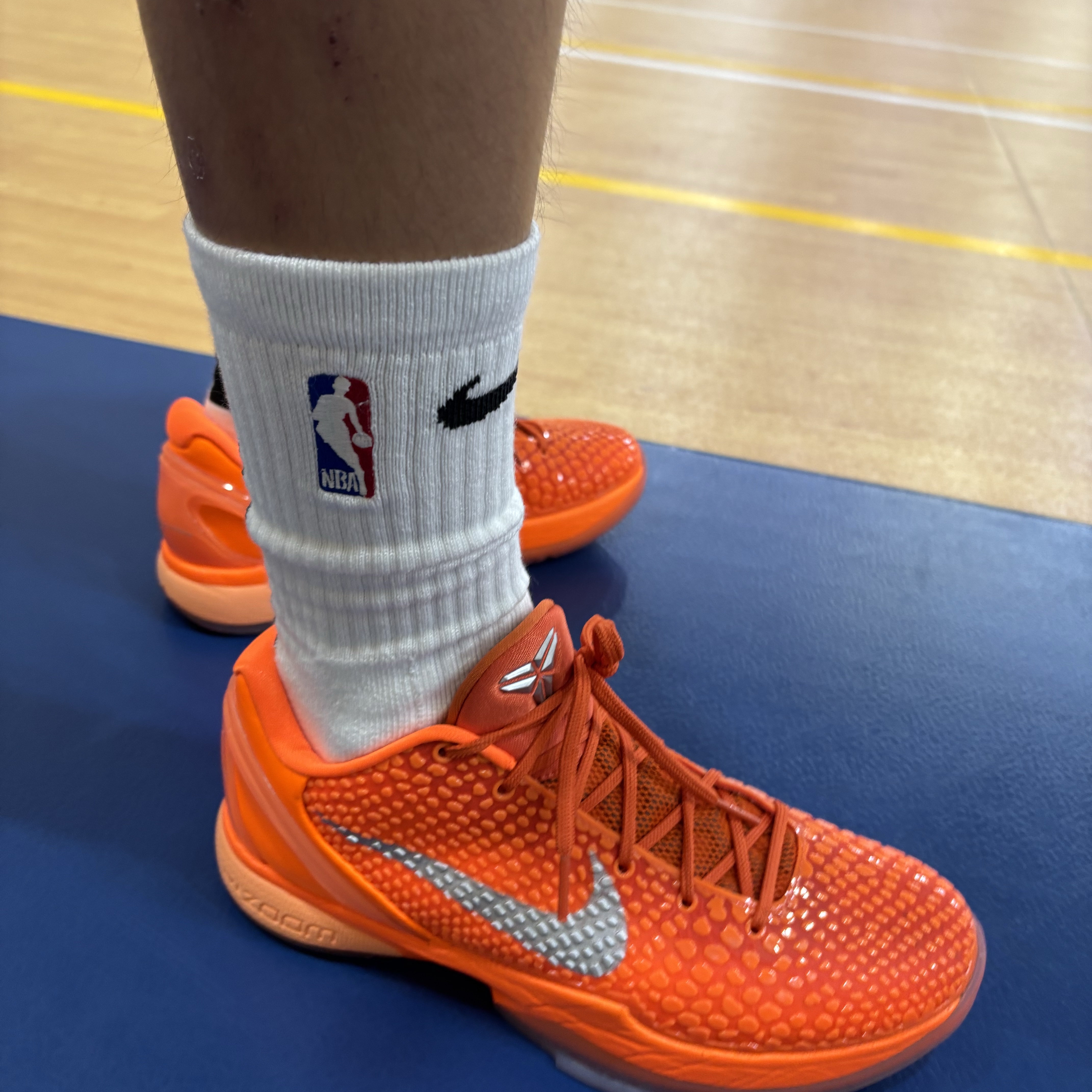 Nike Elite NBA Crew Socks White (Korean Ver.), Nike Kobe 6 Protro Total Orange 착용 스타일 - 1