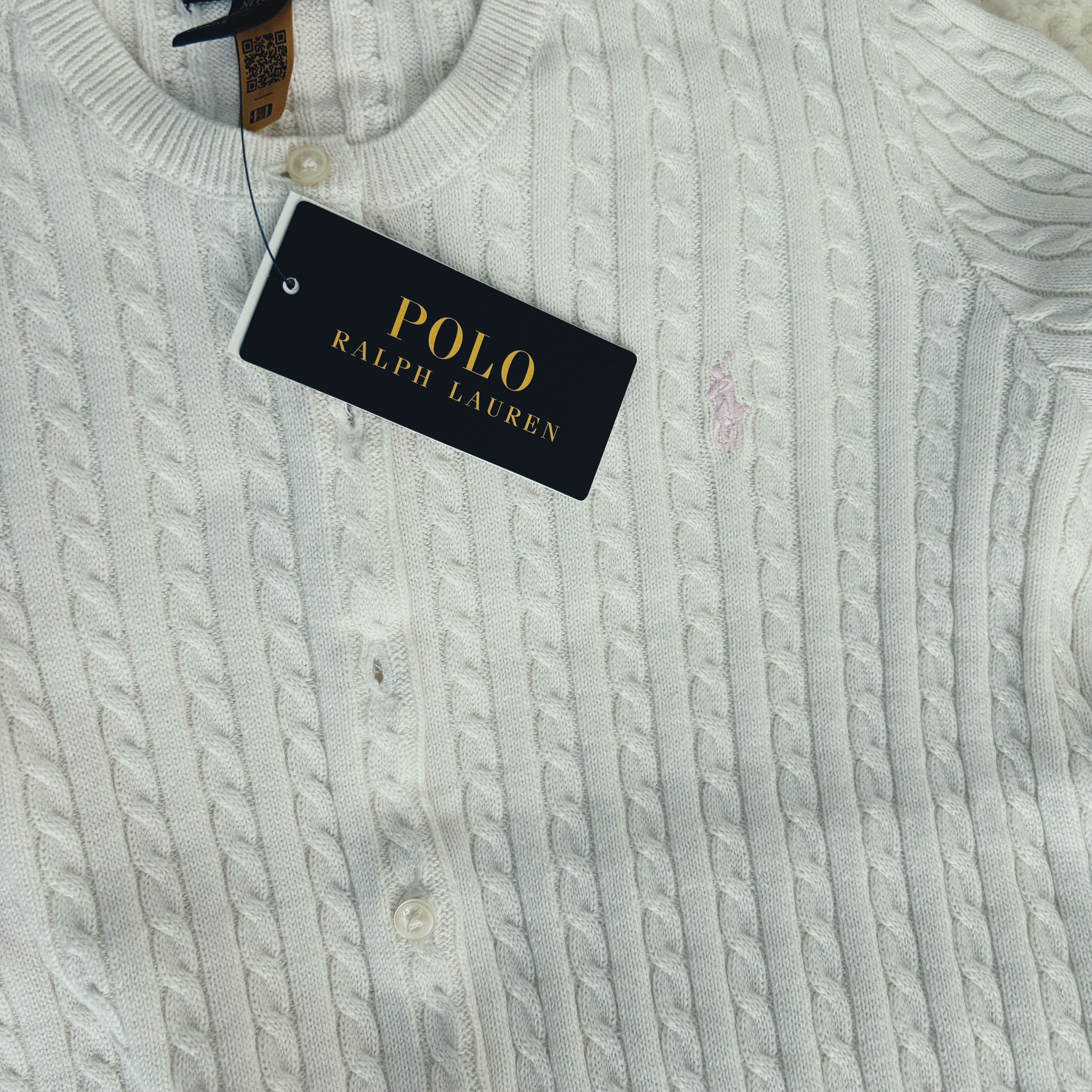 [30% 적립] Polo Ralph Lauren Children Mini Cable Cotton Cardigan Warm White 착용 스타일