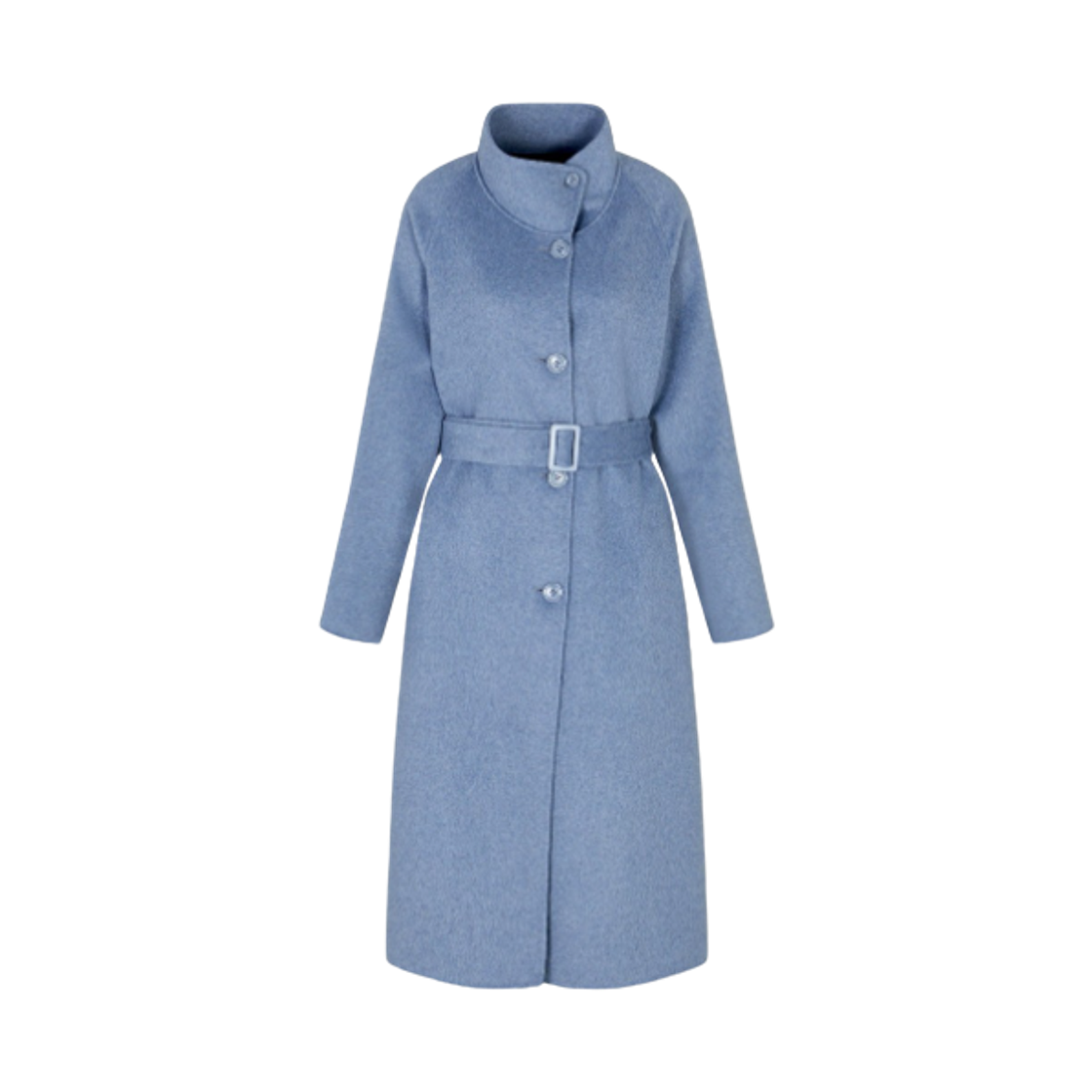 EW001301AF14263OB021 (W) Emporio Armani Mock Neck Wool Blend Coat with Matching Belt Light Blue