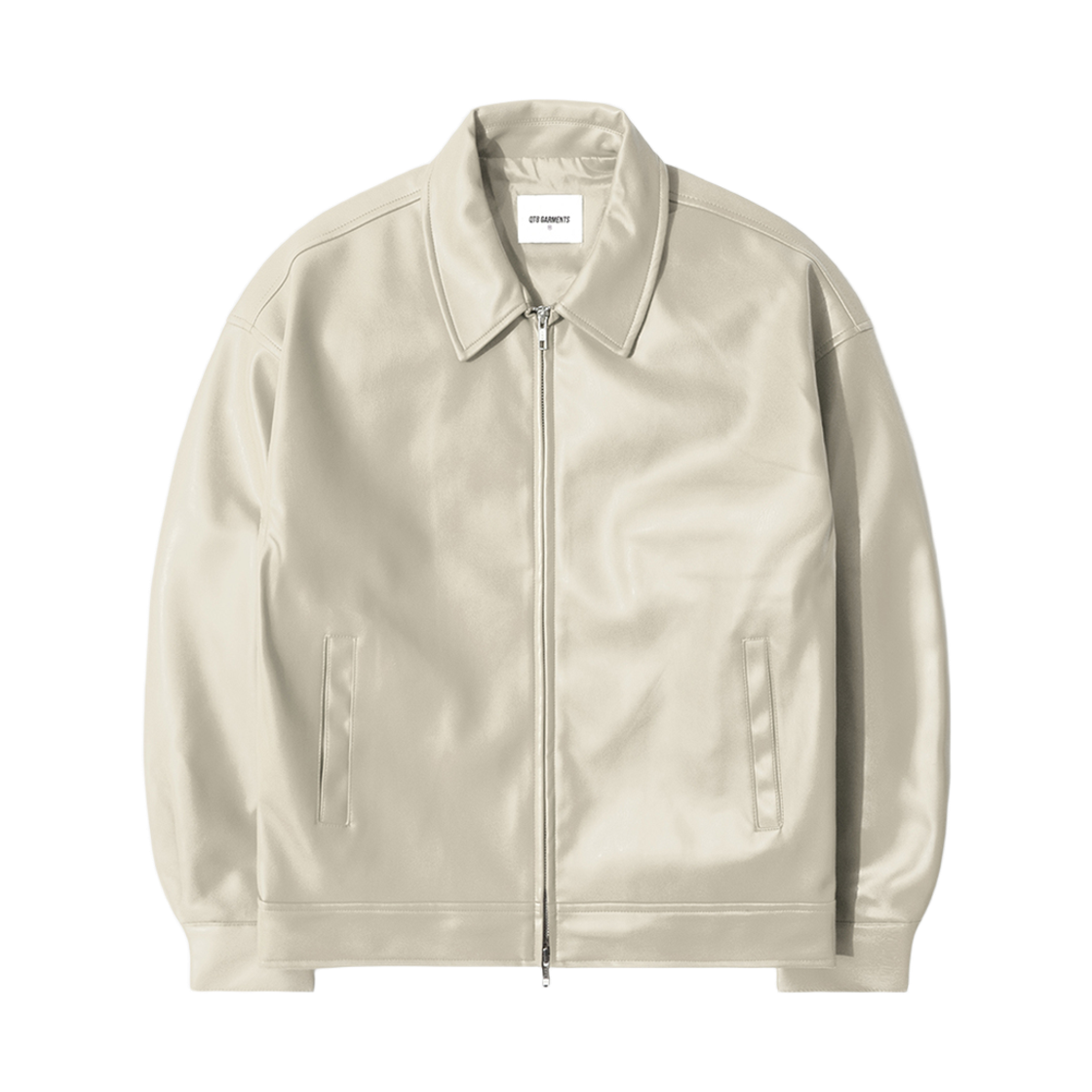 Q5AMJK006CRM QT8 GARMENTS Synthetic Leather Single Jacket Cream