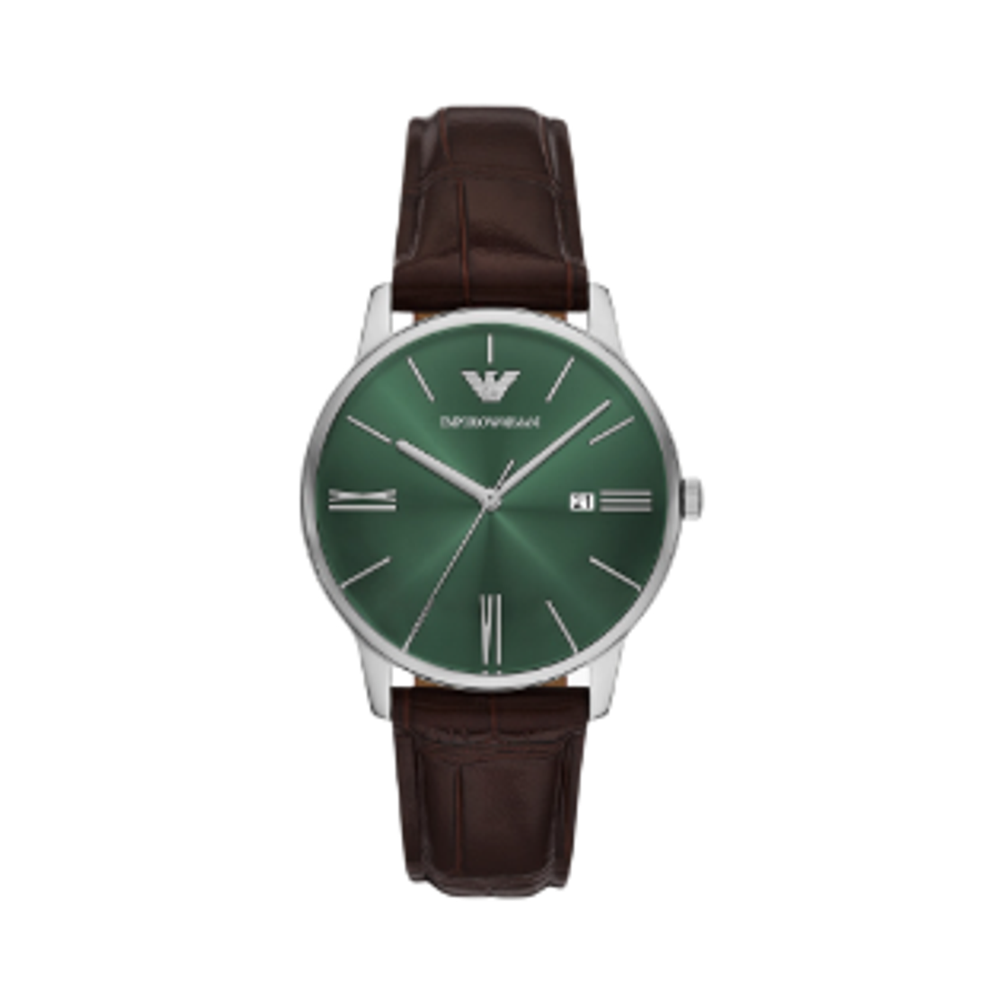 AR11672 Emporio Armani Quartz Three-Hand Date 39mm Leather Green Brown