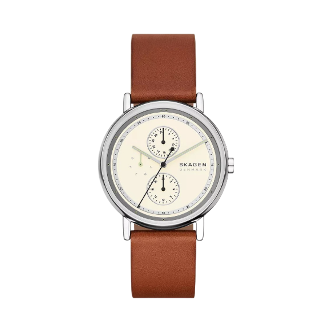 스카겐 시그니쳐 쿼츠 멀티펑션 40mm 크림 레더 브라운(Skagen Signature Quartz Multifunction 40mm Cream Leather Brown)