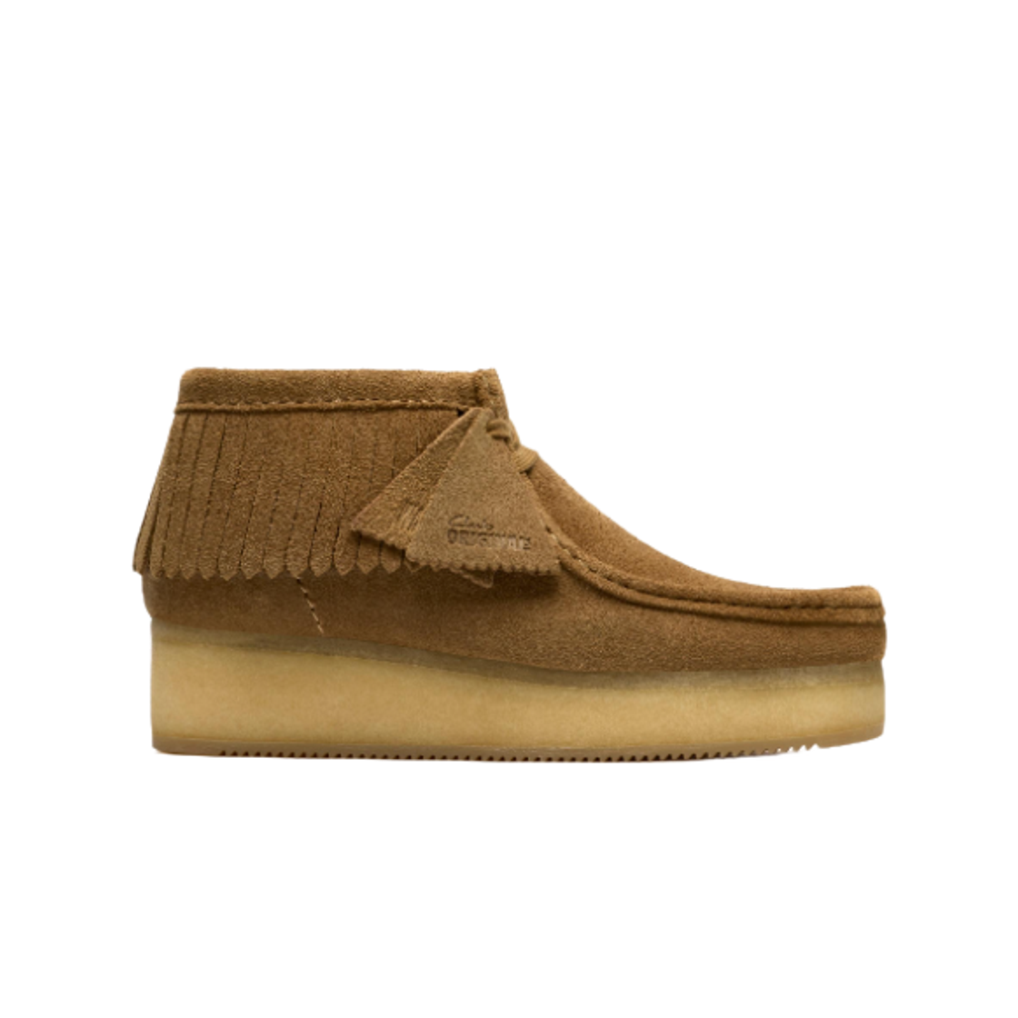 261-82855 (W) Clarks Wallabee Wedge Fringe Light Tan Suede