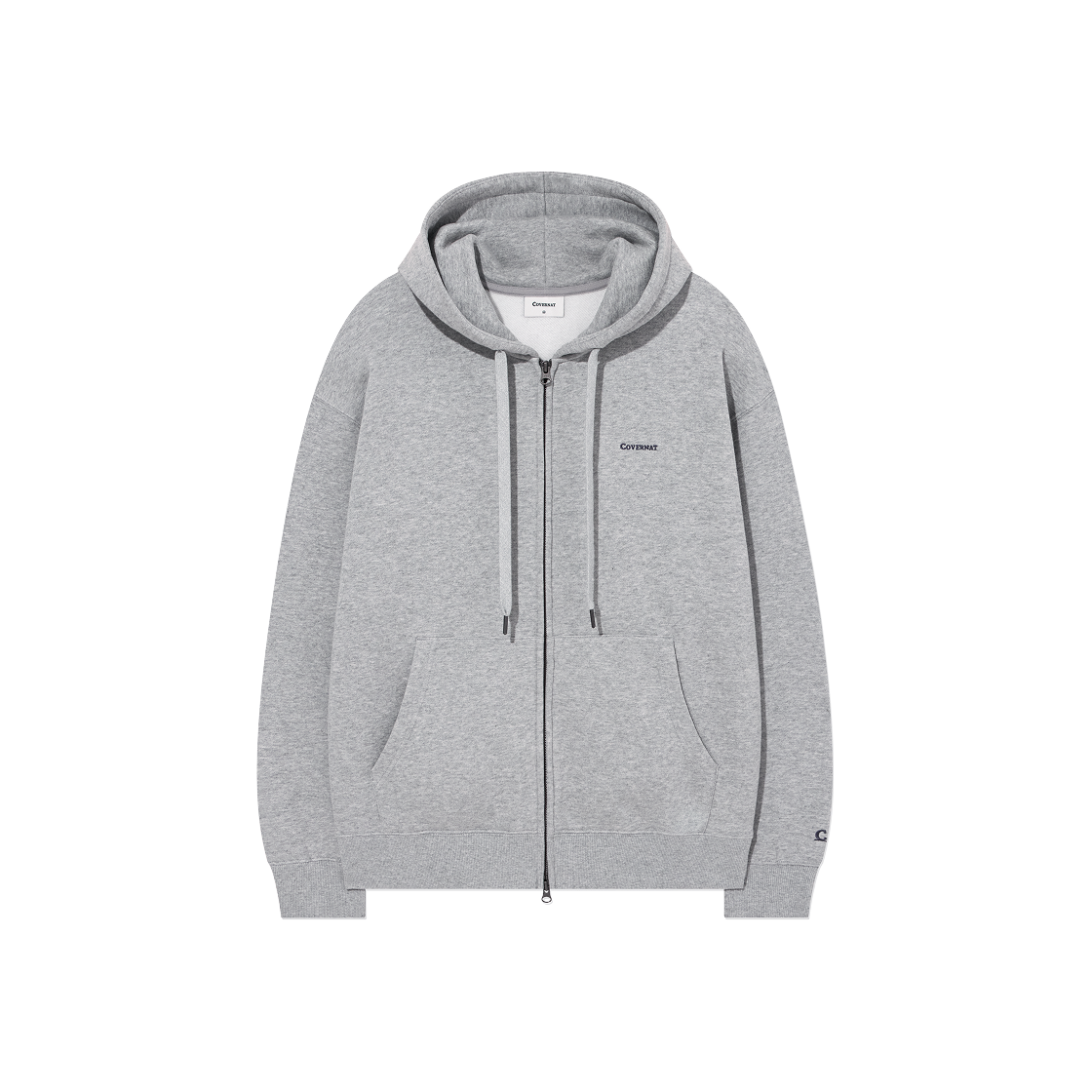 CO2503HZ04MG Covernat Small Logo Brushed Hoodie Zip-Up Melange Gray