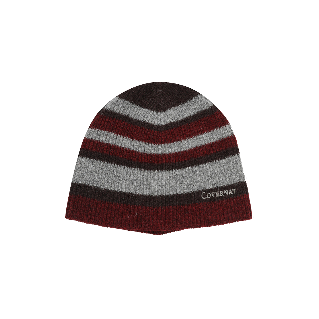 CO2504CA11WI Covernat Logo Stripe Uncuffed Beanie Wine