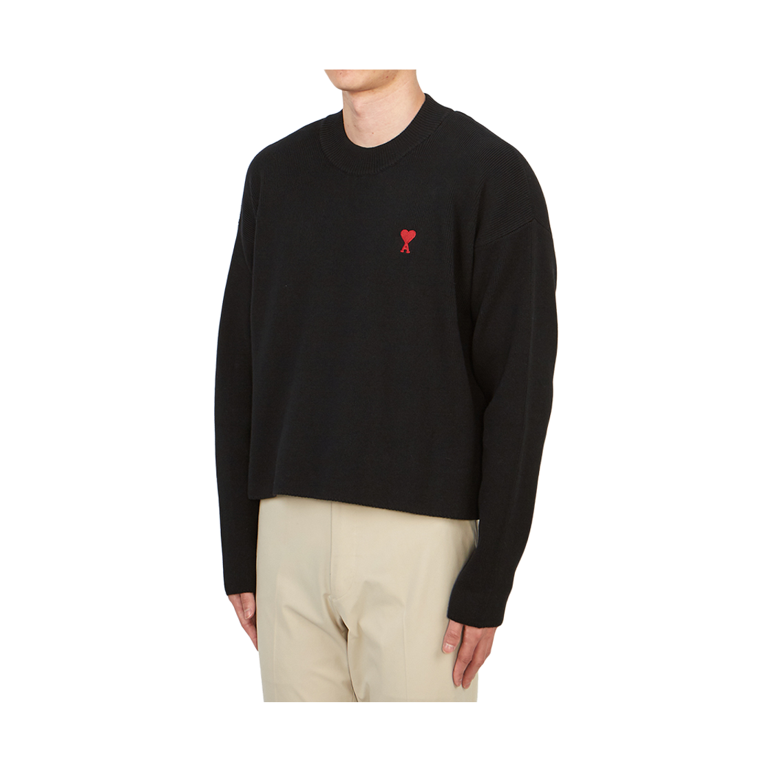 [25% 쿠폰] 아미 스몰 하트 로고 립드 크루넥 블랙([25% 쿠폰] AMI de Coeur Ribbed Crewneck Black) - 3