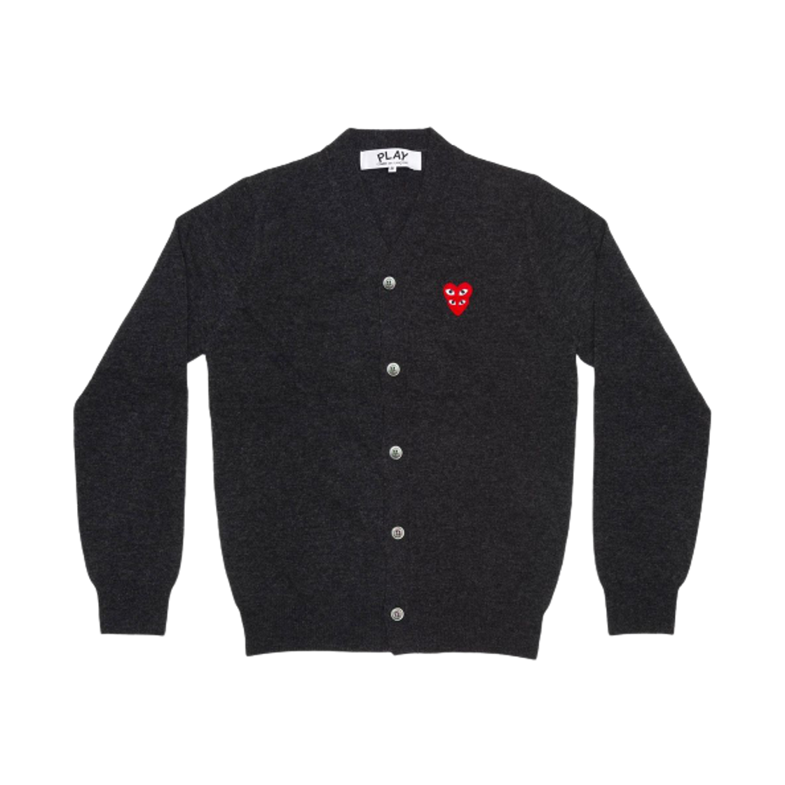 AX-N076-051-2 Play Comme des Garcons Double Heart Cardigan Gray