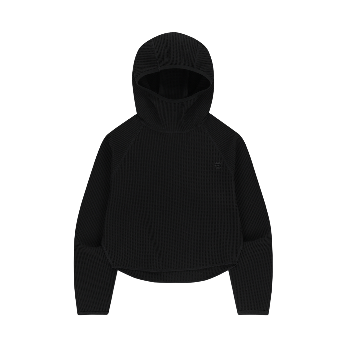 25Q3ETWHD03BK OFFGRID Waffle Woman's Trail Crop Reglan Hoodie Black
