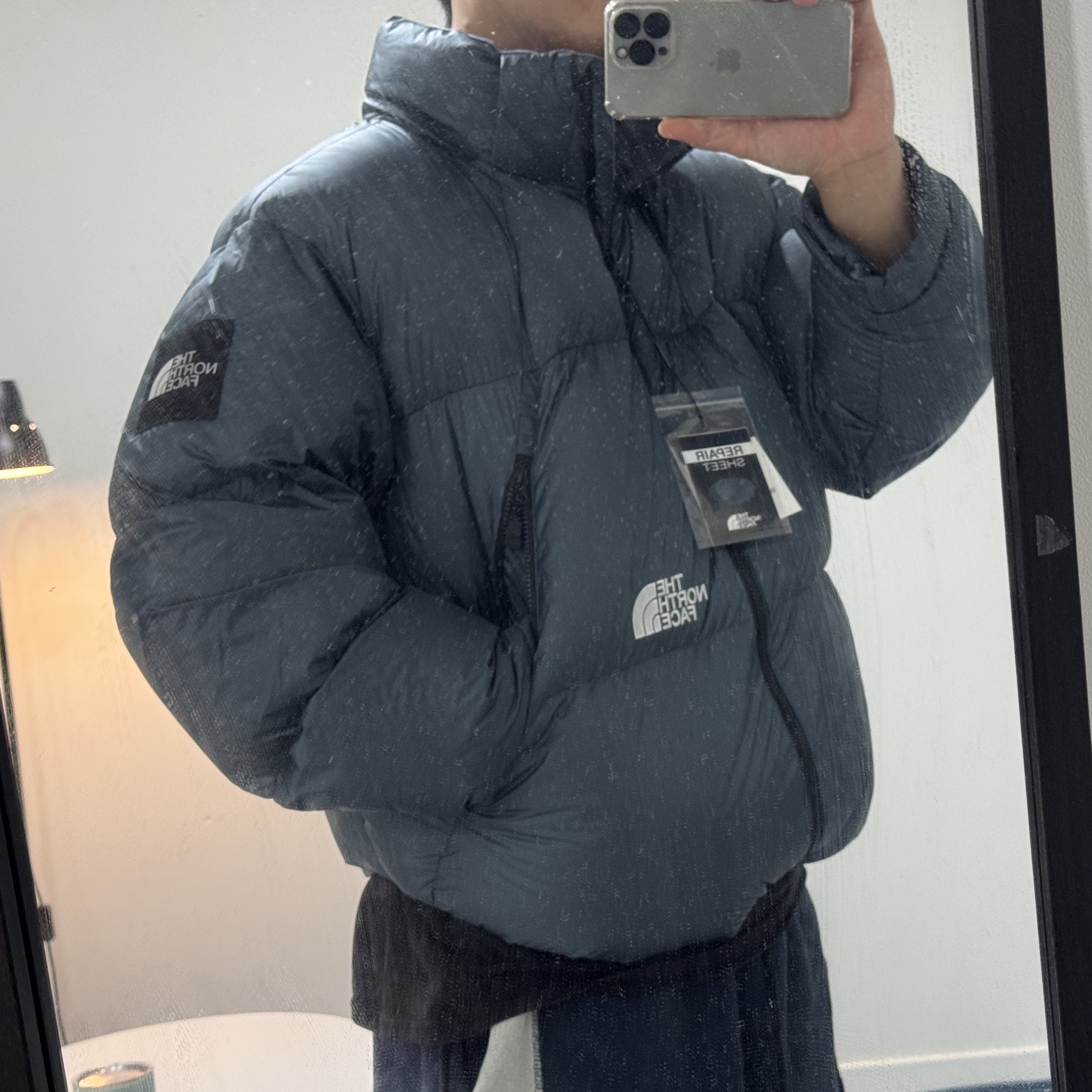 The North Face White Label Project Down Jacket RDS Dusk Blue 착용 스타일