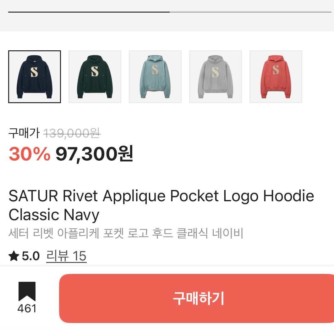 SATUR Rivet Applique Pocket Logo Hoodie Classic Navy 착용 스타일