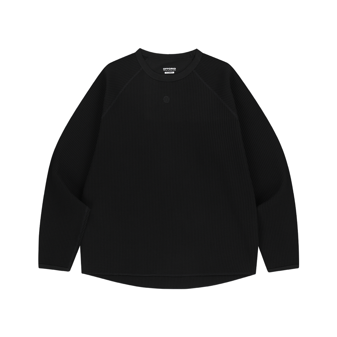 25Q3ETULT02BK OFFGRID Waffle Uni Trail Raglan Crew Black