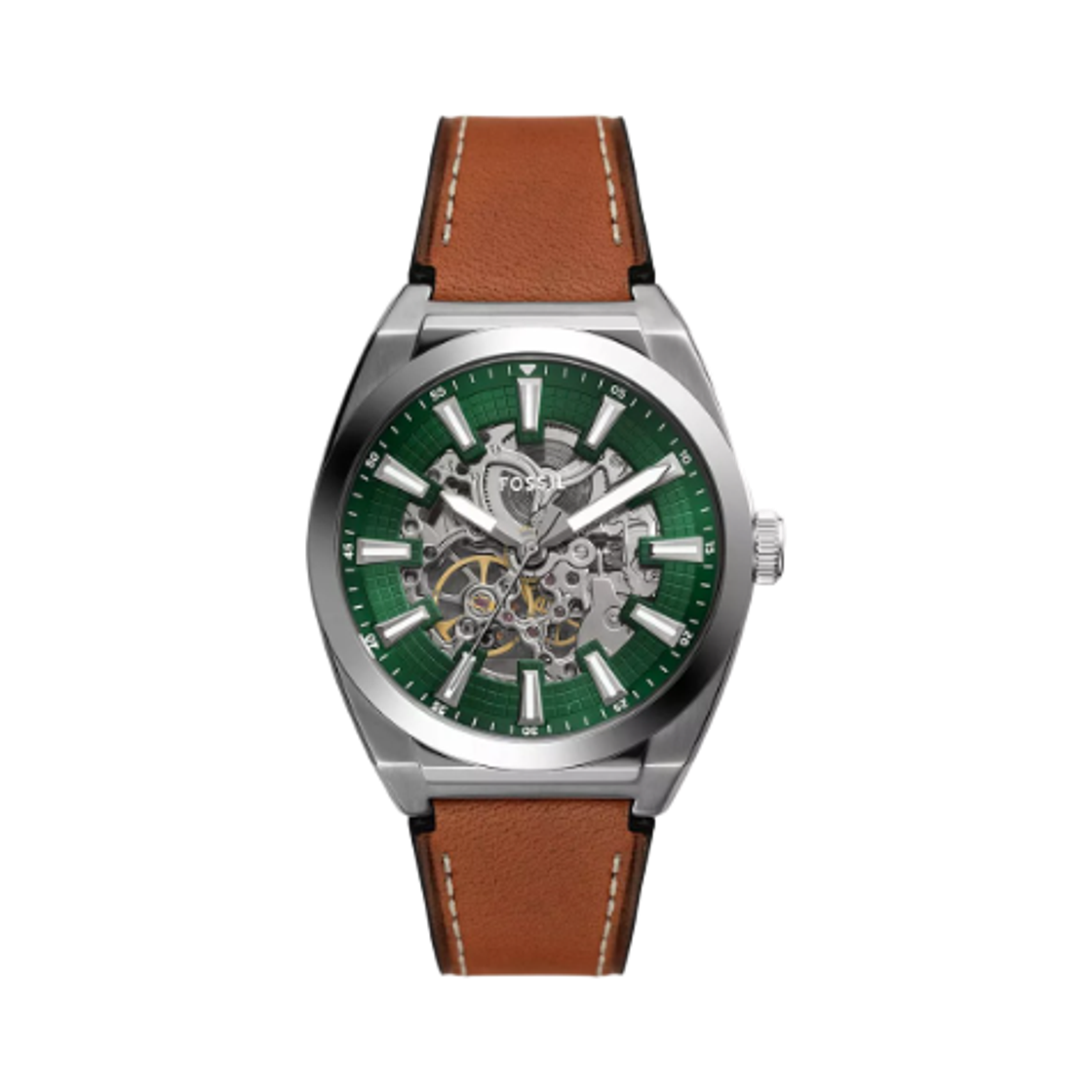 ME3261 Fossil Everett Automatic Three-Hand 42mm Leather Green Brown