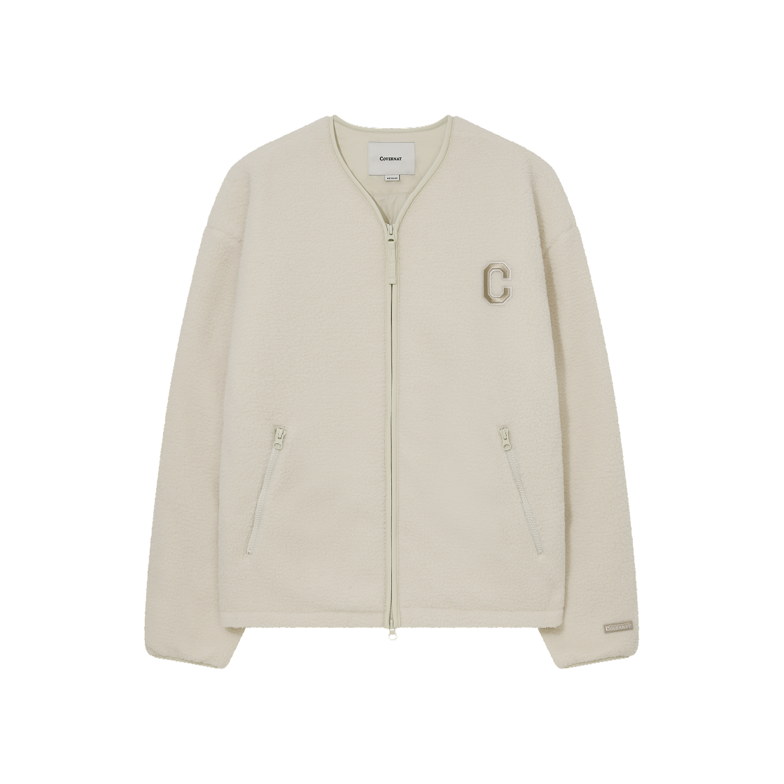 커버낫 카라리스 쉐르파 자켓 오트밀(Covernat Collarless Sherpa Jacket Oatmeal)