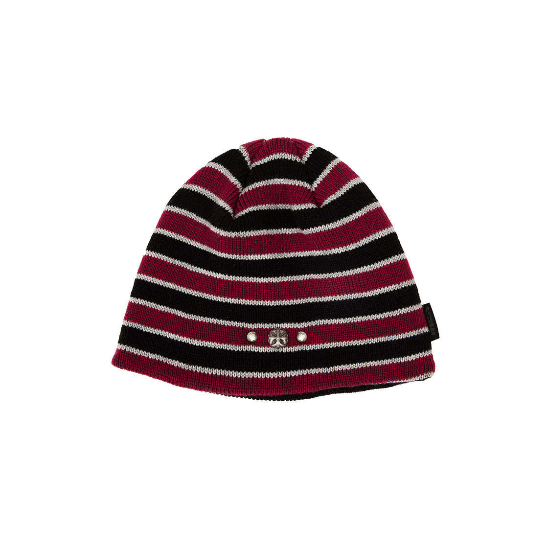 메아 스트라이프 스터드 비니 레드(Mea Striped Stud Beanie Red)