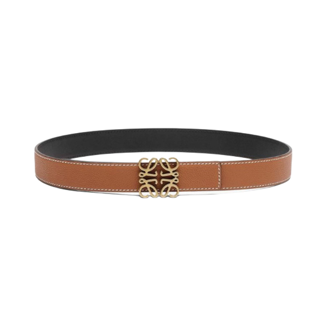 로에베 레더 리버시블 애너그램 벨트 탄 블랙(Loewe Leather Reversible Anagram Belt Tan Black) - 1