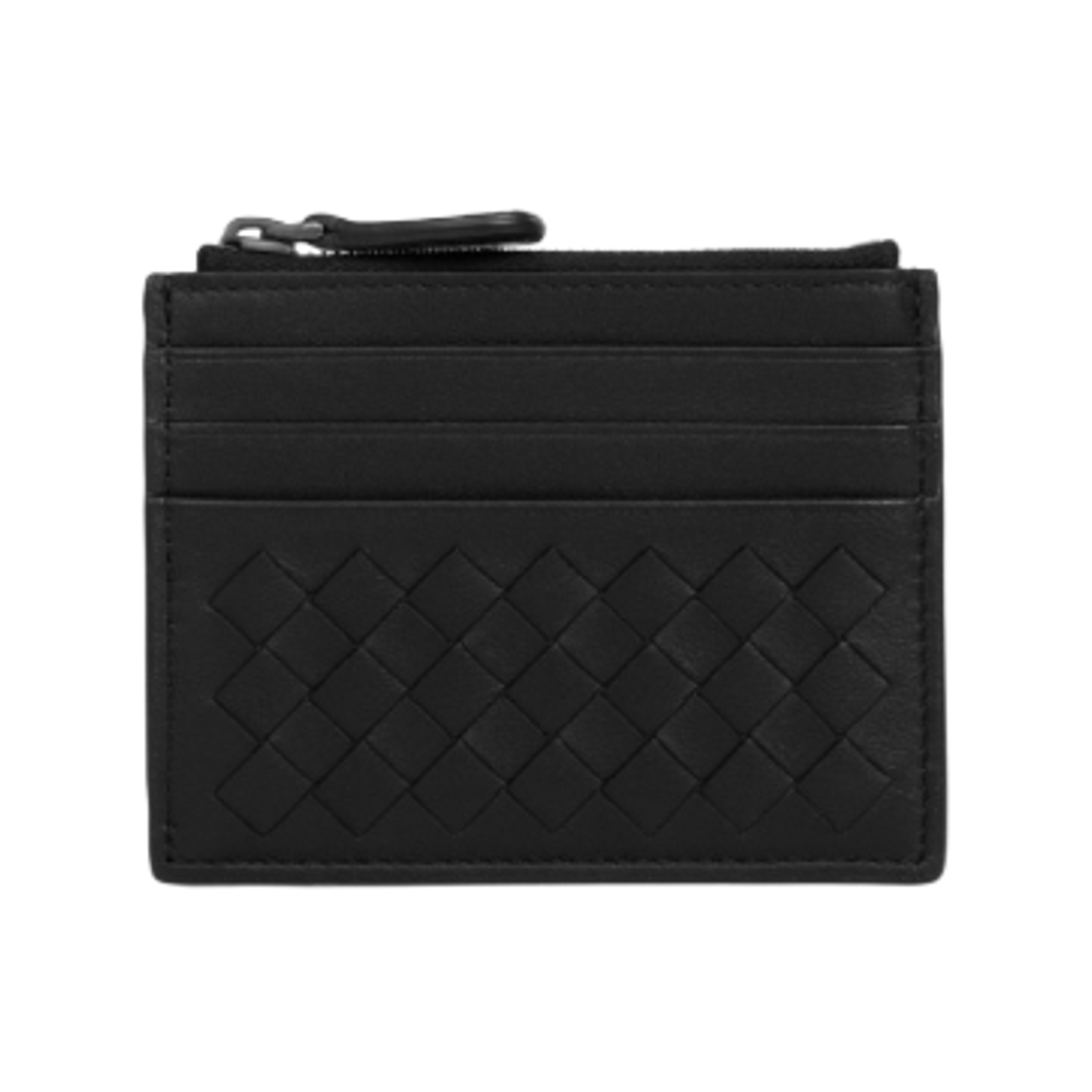 367004V3UN11275 Bottega Veneta Intrecciato Zip Card Holder Black