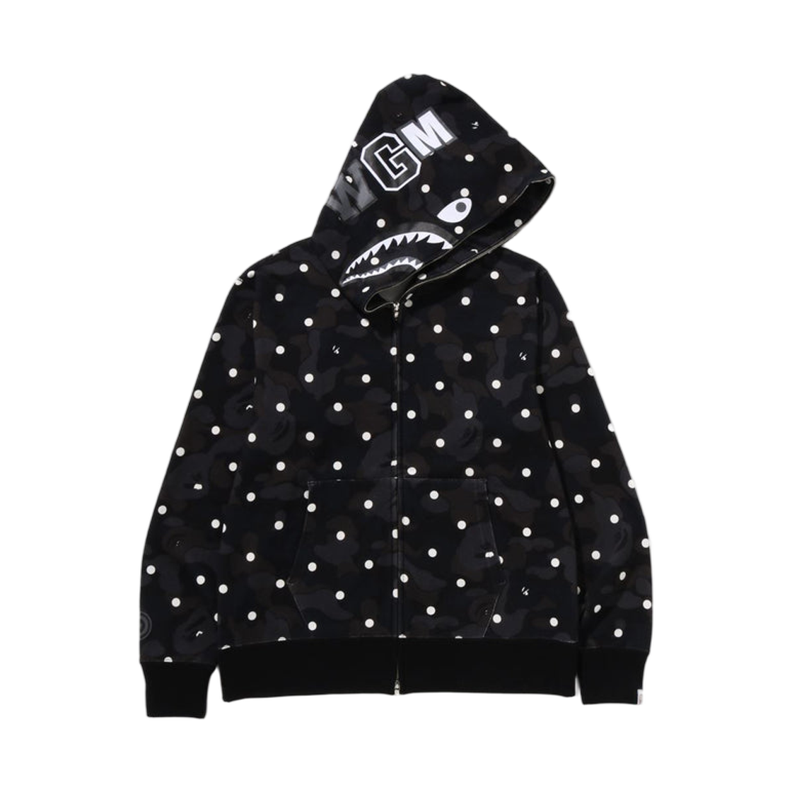 베이프 ABC 닷 샤크 풀 집 후드 블랙(BAPE ABC Dot Shark Full Zip Hoodie Black)