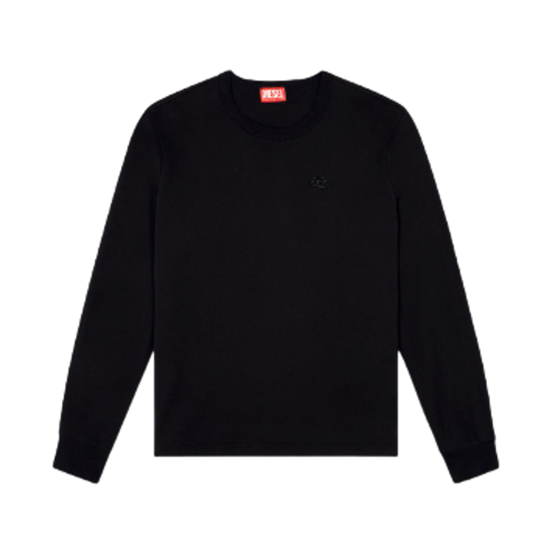 A181420AIJU-9XX Diesel T-Adjust-Ls-Slits-R17 Long-Sleeve T-Shirt with Logo Embroidery Black