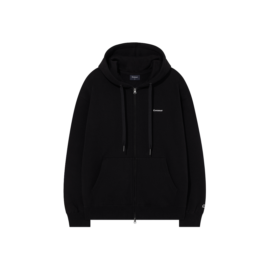 CO2503HZ04BK Covernat Small Logo Brushed Hoodie Zip-Up Black