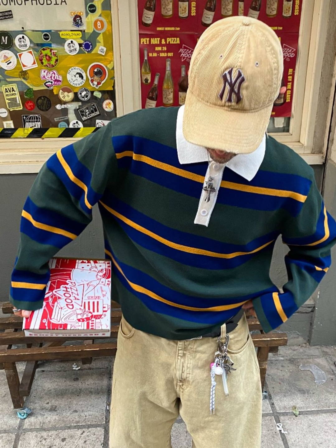 Supreme Stripe Rugby Black - 25FW, PNG Journal Academia Rugby T Shirt 착용 스타일 - 5