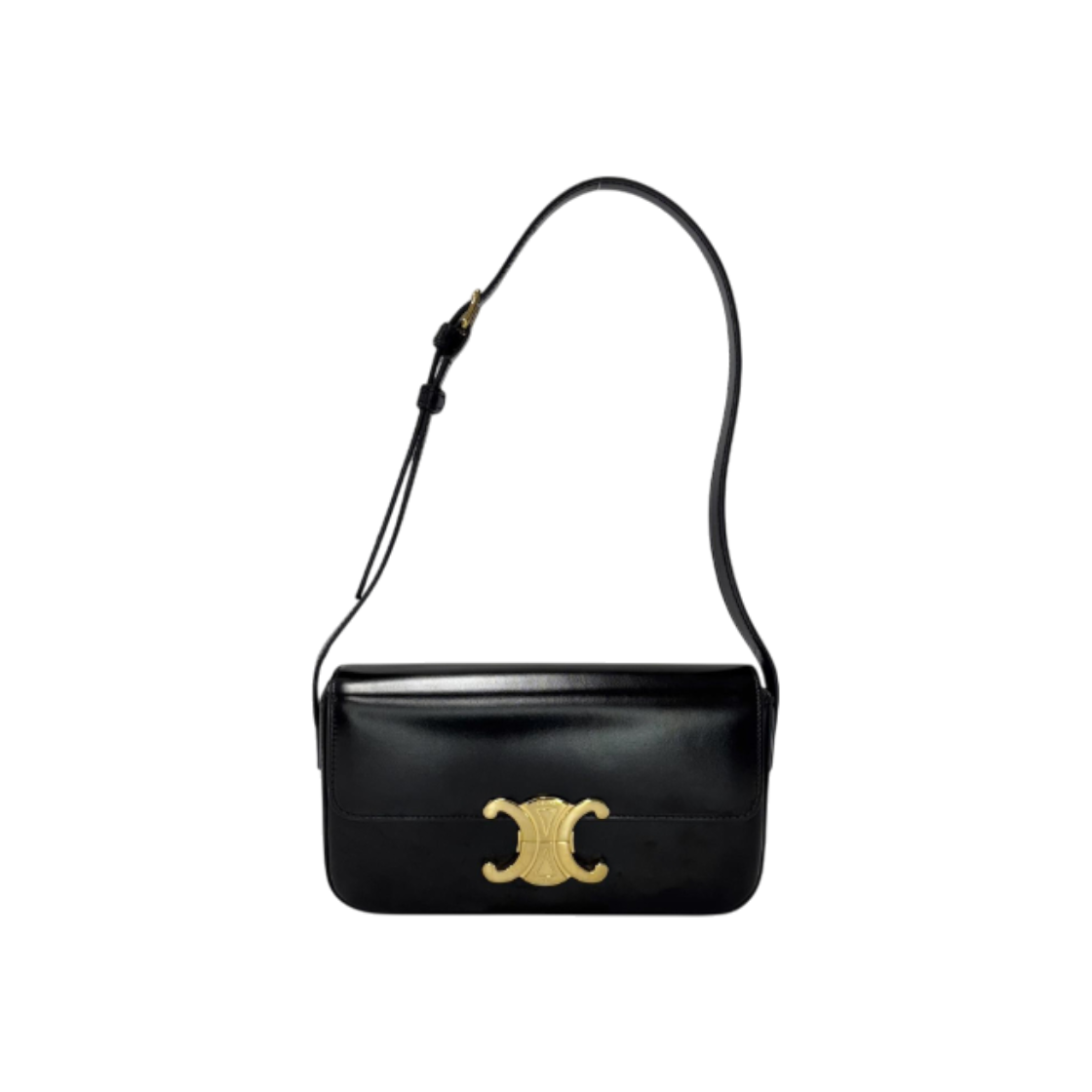 셀린느 클로드 트리옹프 숄더백 샤이니 카프스킨 블랙(Celine Claude Triomphe Shoulder Bag in Shiny Black Calfskin)