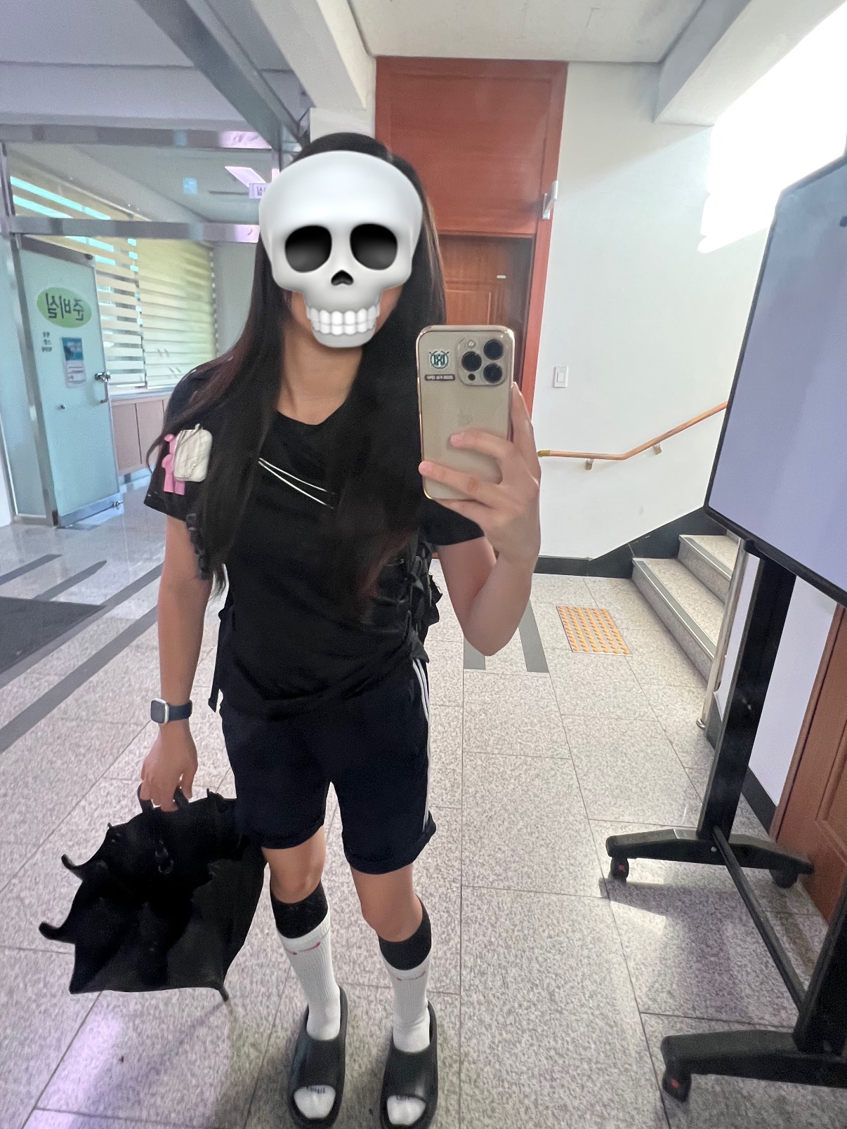 Nike Pro Dri-Fit Tight-Fit Short Sleeve Top Black - Asia, Nike ReactX Rejuven8 Slide Black 착용 스타일