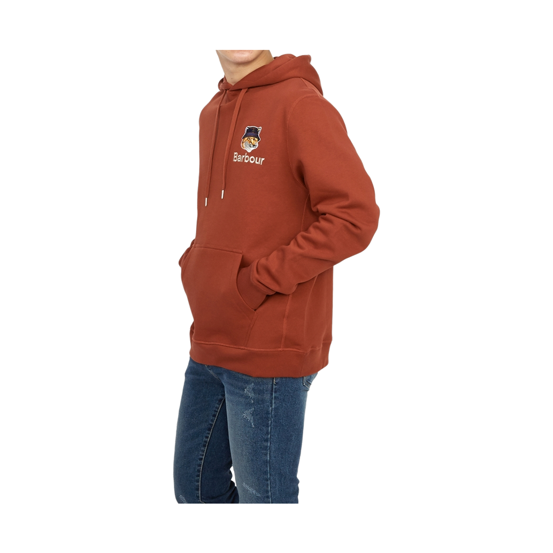 [20% 쿠폰] 바버 x 메종 키츠네 폭스 헤드 후드 번트 레드([20% 쿠폰] Barbour x Maison Kitsune Fox Head Hoodie Burnt Red) - 6