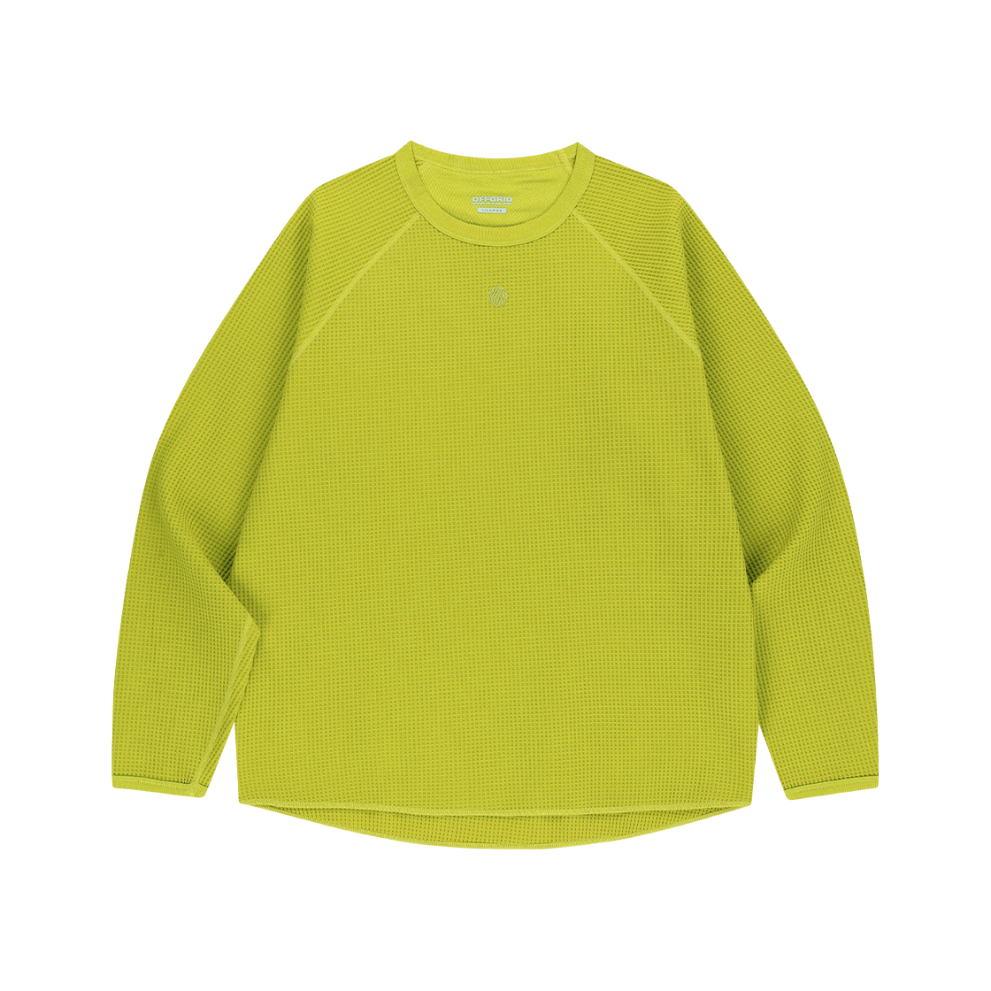 25Q3ETULT02LM OFFGRID Waffle Uni Trail Raglan Crew Lime