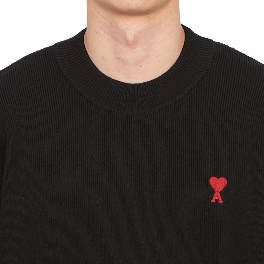 [25% 쿠폰] 아미 스몰 하트 로고 립드 크루넥 블랙([25% 쿠폰] AMI de Coeur Ribbed Crewneck Black) - 6
